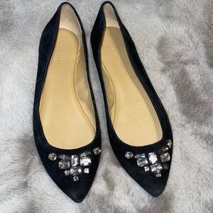 Ann Taylor suede rhinestone flats black